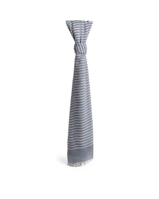 Emporio Armani Gray Cotton Striped Scarf for men