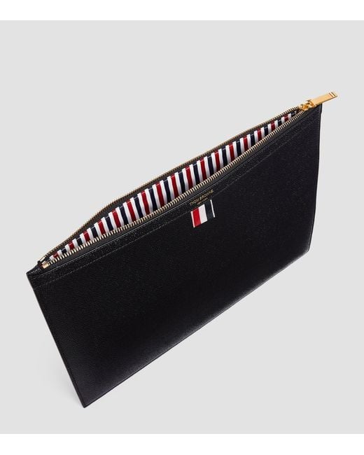 Thom Browne Black Medium Leather Pouch for men