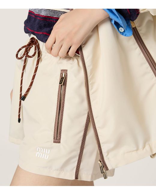 Miu Miu Natural Technical Drawstring Shorts