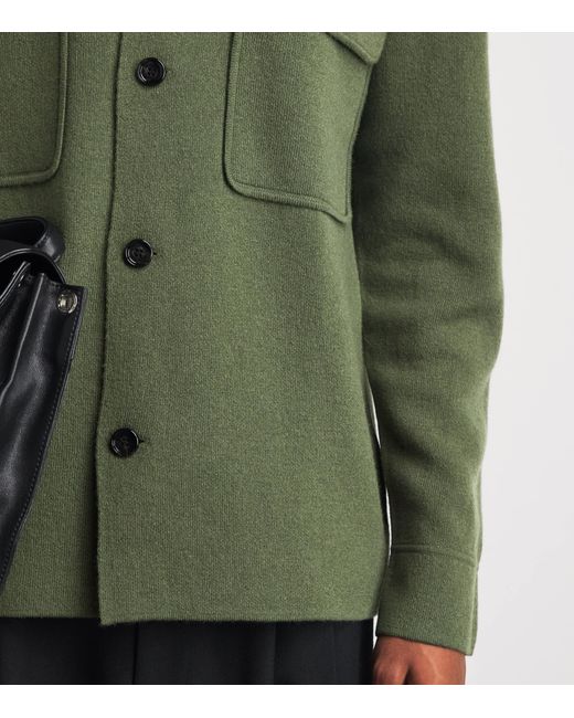 Allude Green Virgin Wool-Cashmere Overshirt for men
