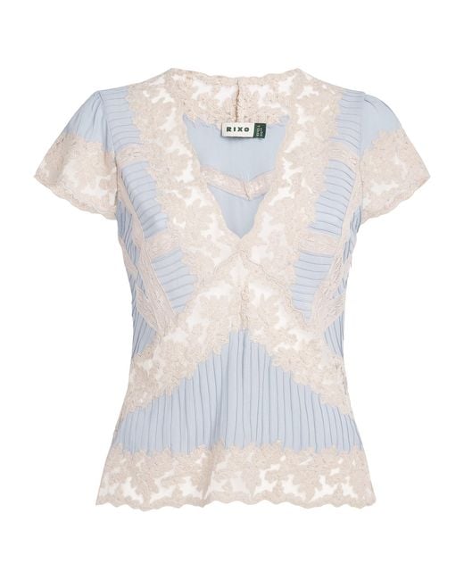 Rixo White Lace-Detail Vittoria Top