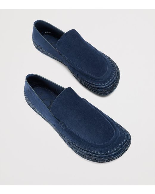 Loewe Blue X Paula's Ibiza Suede-Raffia Rio Loafers