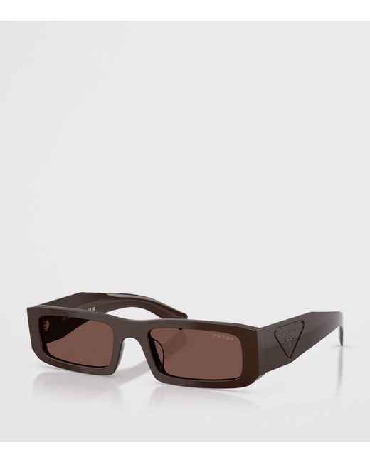 Prada Brown Acetate Rectangle Sunglasses for men