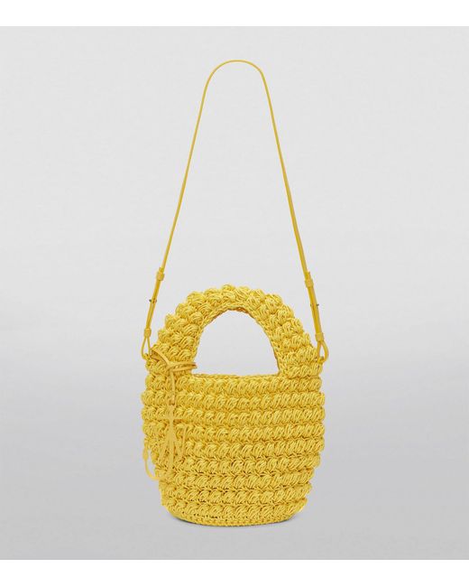 J.W. Anderson Yellow Small Woven Popcorn Basket Bag