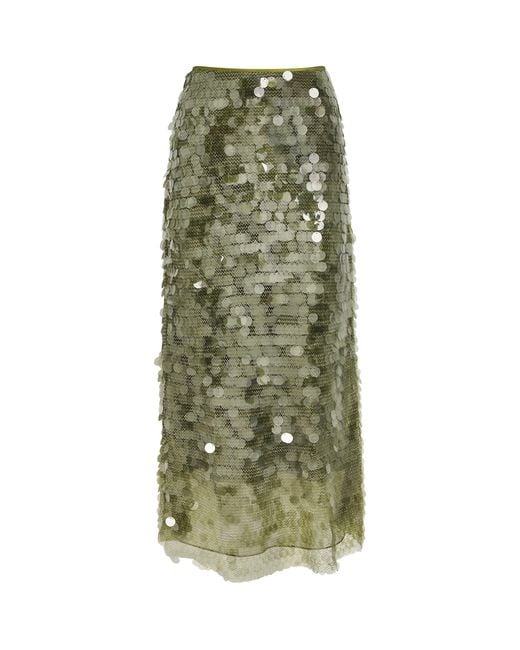 Cinq À Sept Green Sequin Calista Midi Skirt