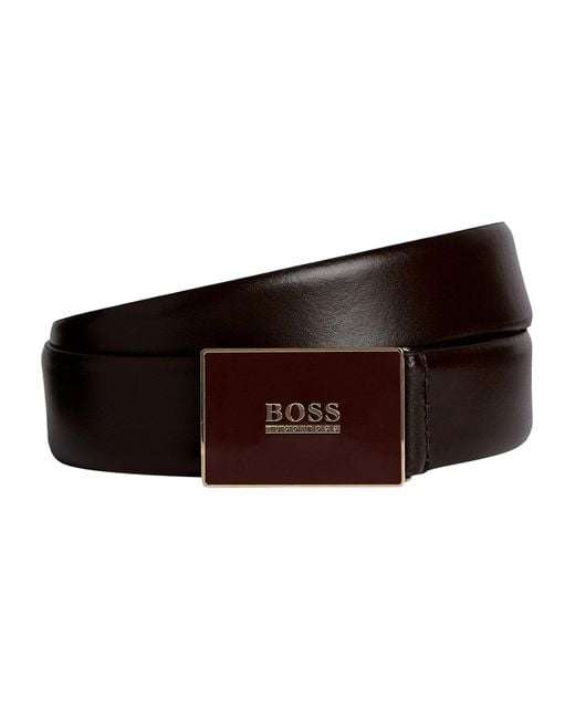 BOSS by Hugo Boss Leather Enamel Buckle Belt in Brown for Men Save 42