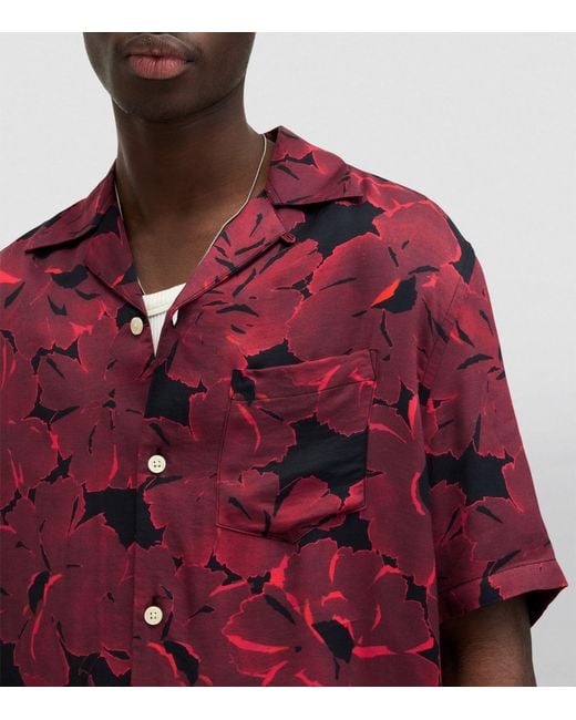 AllSaints Red Floral Print Kaza Shirt for men