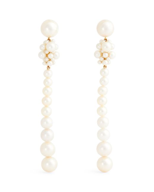 Sophie Bille Brahe White Yellow Gold And Pearl Ensemble Drop Earrings