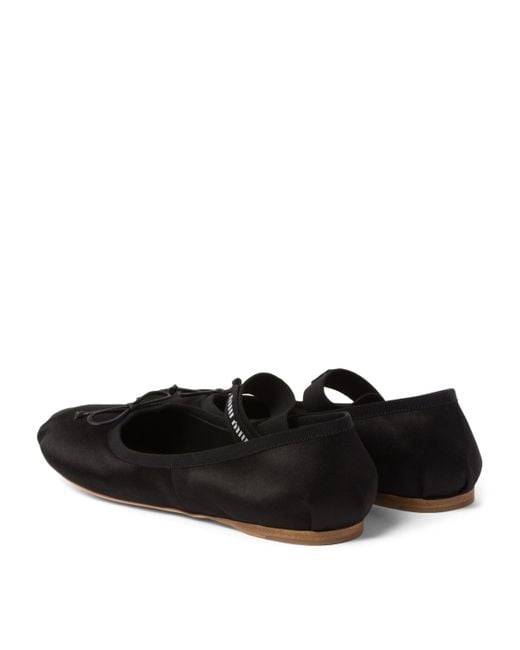 Miu Miu Black Satin Ballet Flats