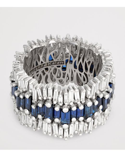 Suzanne Kalan Metallic Diamond And Sapphire Triple Stack Eternity Band