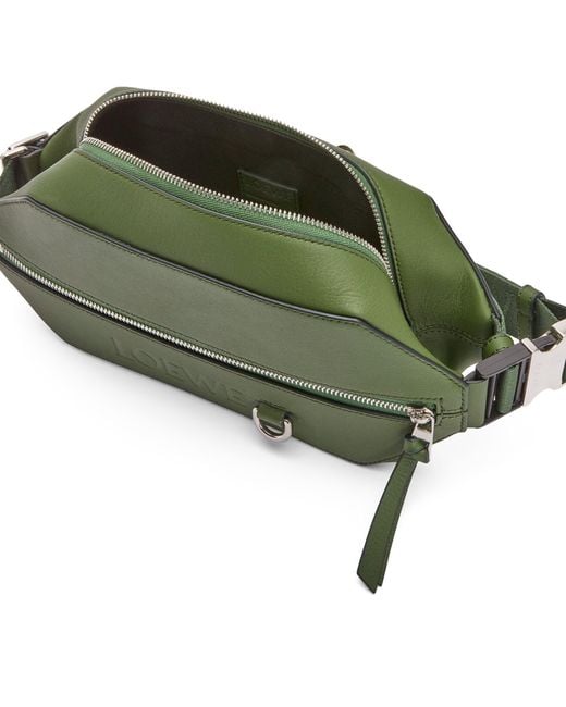 Loewe Green Leather Convertible Sling Cross-body Bag for men