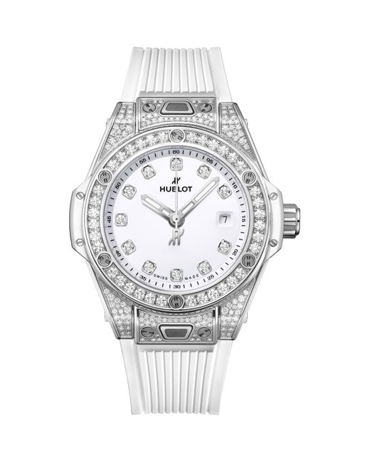 Hublot Metallic Stainless Steel And Diamond Big Bang One Click Automatic Watch