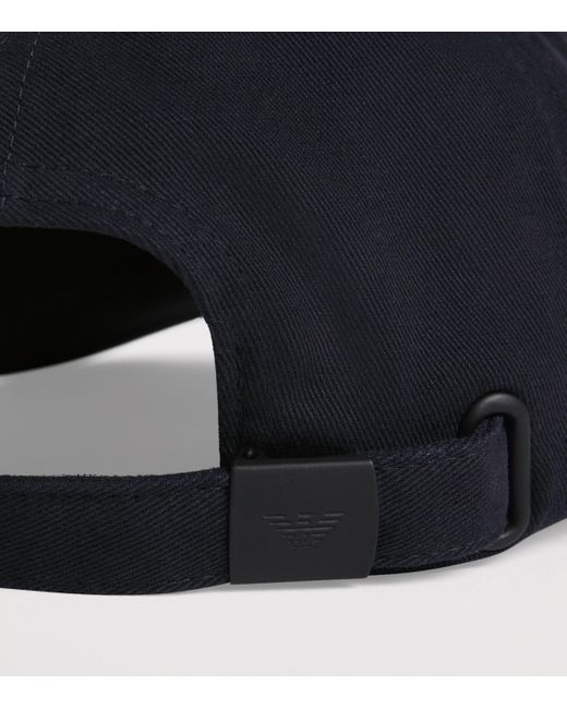 Emporio Armani Blue Cotton Logo Baseball Cap for men
