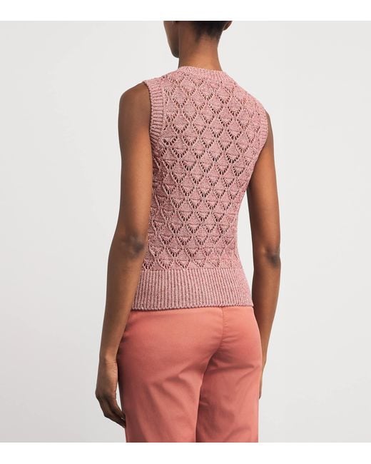 Eleventy Pink Cotton-Linen-Blend Sequinned Cardigan