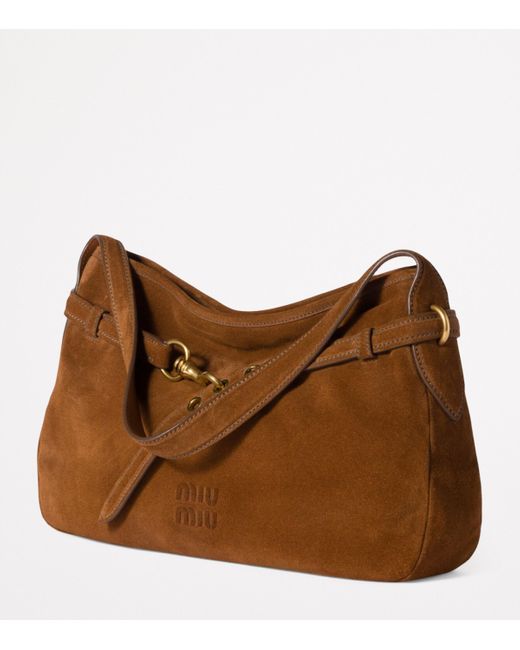 Miu Miu Brown Suede Aventure Shoulder Bag