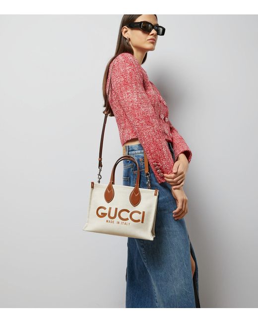 Gucci Natural Canvas Logo Tote Bag