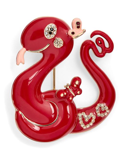Weekend by Maxmara Red Enamel Snake Brooch