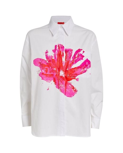 MAX&Co. White Cotton Hand-painted Shirt
