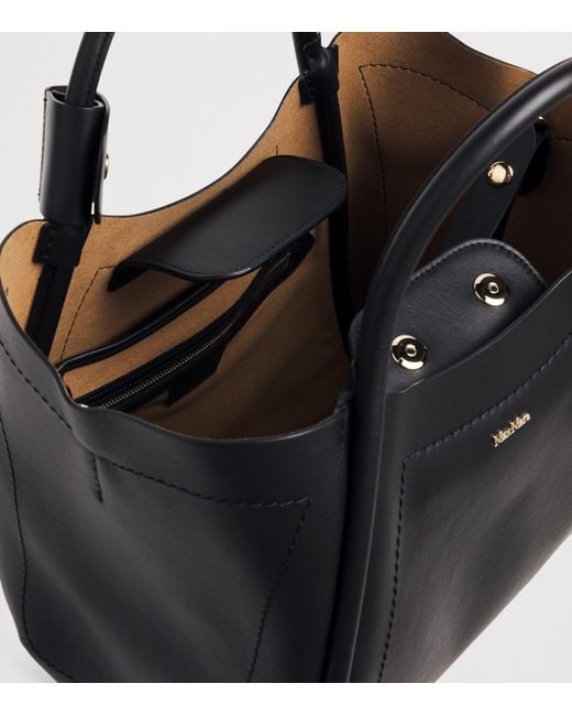 Max Mara Black Small Leather Marine Top-Handle Bag