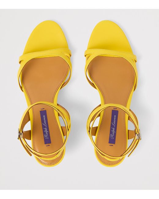 Ralph Lauren Yellow Calfskin Clarke Heeled Sandals 35