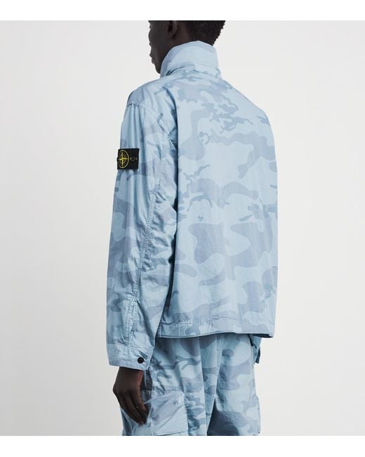 Stone Island Blue Ripstop Faded Camo Jacket for men