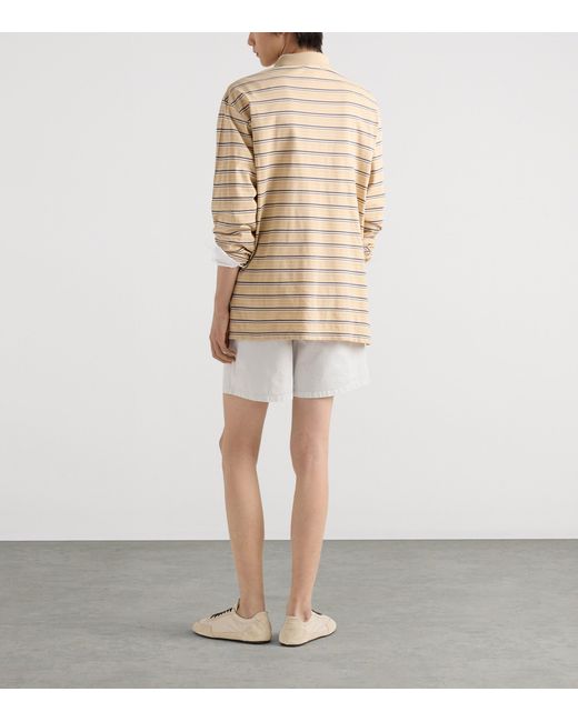 Prada Natural Cotton Piqué Stripe Slim Long-Sleeve Polo Shirt for men