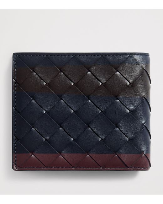 Bottega Veneta Blue Leather Intrecciato Bifold Wallet for men
