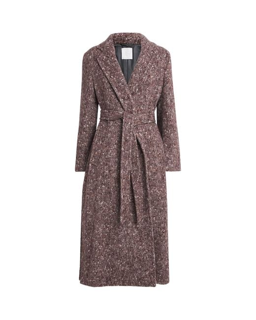 Eleventy Brown Herringbone Wrap Coat
