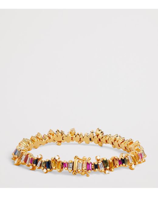 Suzanne Kalan Natural Diamond And Sapphire Bold Burst Tennis Bracelet