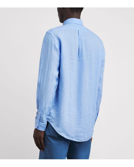 Polo Ralph Lauren Blue Linen Custom-Fit Shirt for men