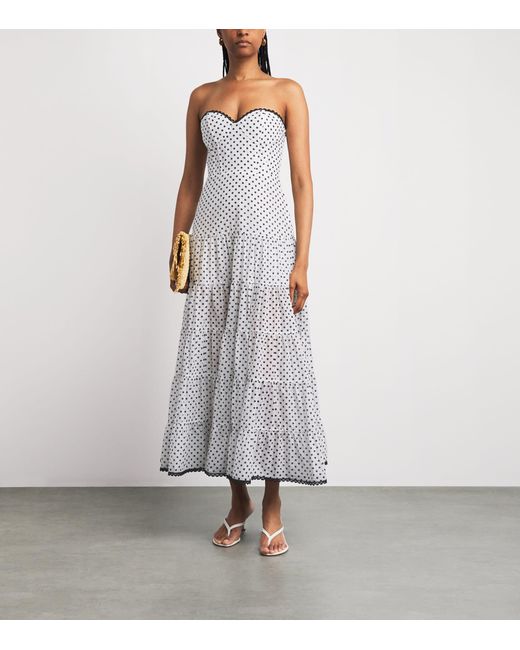 Charo Ruiz White Polka Dot Jimena Midi Dress