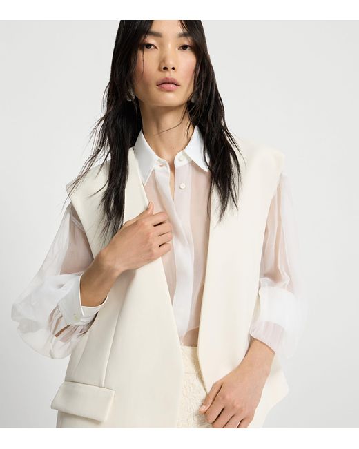 Brunello Cucinelli White Cotton Crepe Vest