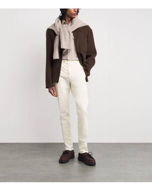 Canali White Stretch-Cotton Straight Chinos for men