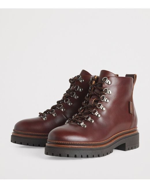 Weekend by Maxmara Brown Leather Lace-Up Ankle Boots