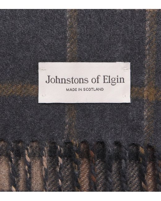 Johnstons Gray Cashmere Double-Face Scarf for men
