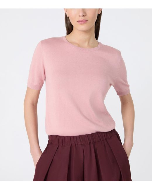 Weekend by Maxmara Pink Silk-Cotton Knitted Top