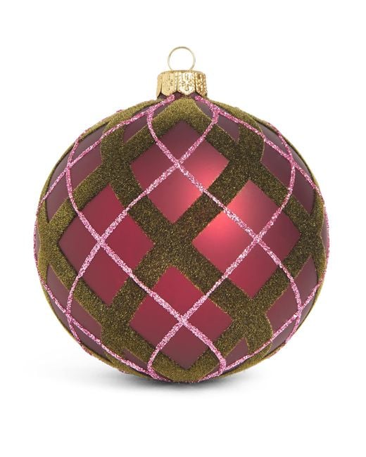 Harrods Pink Glittery Tartan Bauble