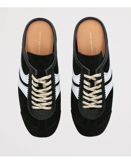 Dries Van Noten Black Suede Dustin Mules