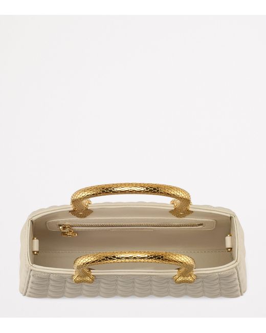 BVLGARI Natural Leather Serpentine Duo Top-Handle Bag