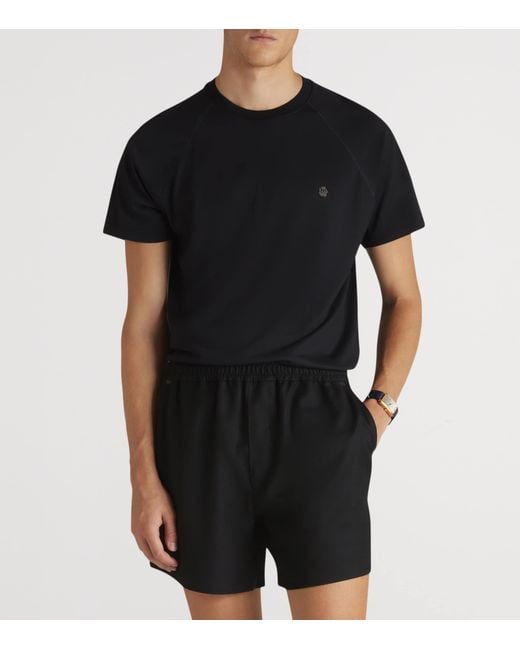 Dunhill Black Wool Athluxury Short-Sleeve T-Shirt for men