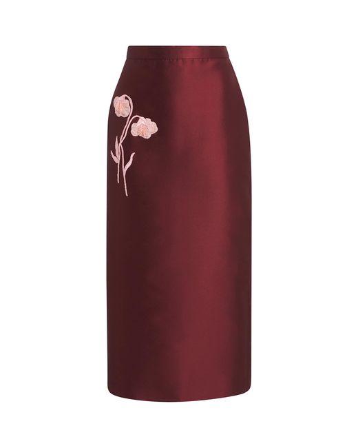 Erdem Mikado Embroidered Midi Skirt