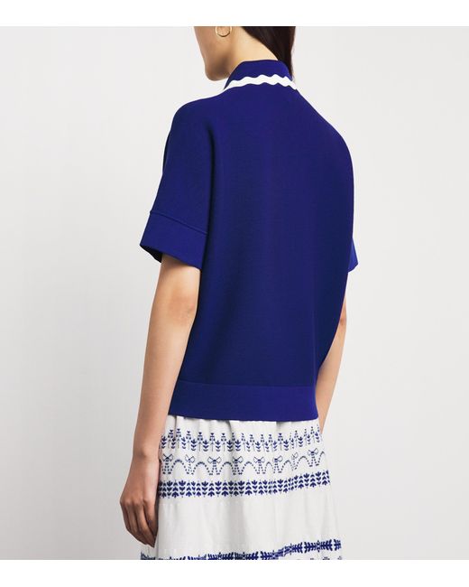 Molli Blue Virgin Wool Scalloped-Collar Sweater
