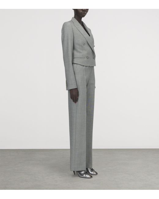 McQueen Gray Cropped Double-Breasted Blazer