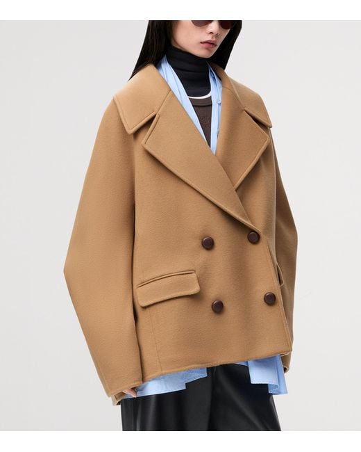 Loewe Brown Wool Double-Breasted Short Coat