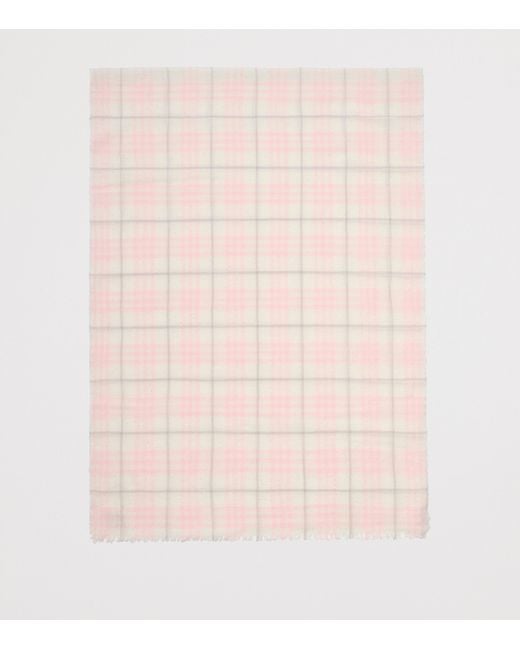 Burberry Pink Wool-Blend Embellished Check Scarf