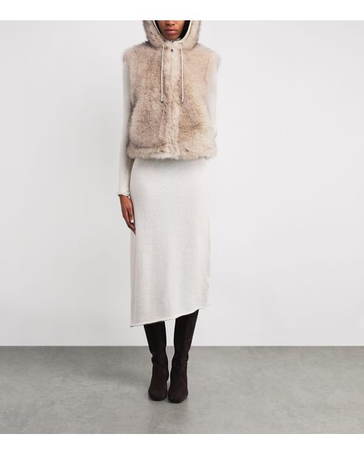 Maje Natural Faux Fur Hooded Gilet