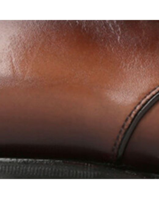 Santoni Brown Leather Carter Single Monk Shoes for men