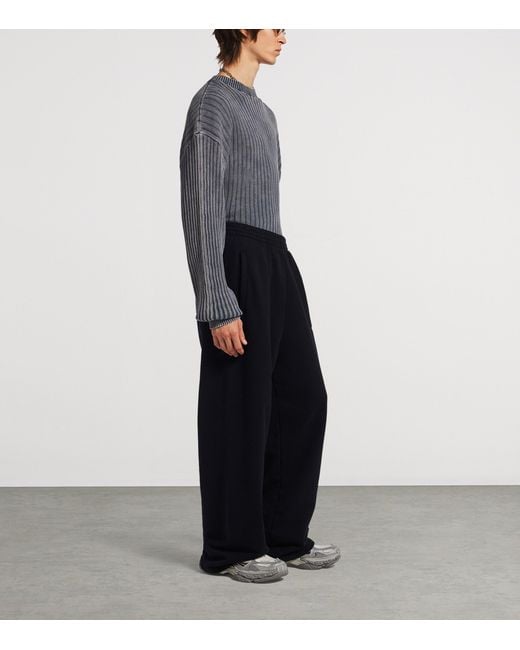 Balenciaga Black Cotton Wet Brush Baggy Sweatpants for men