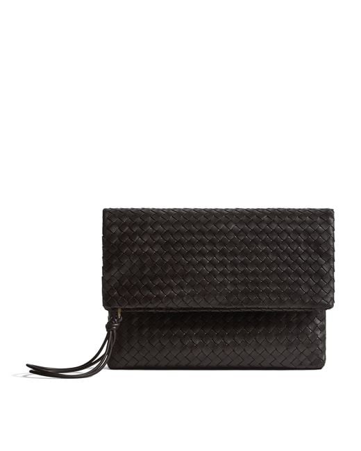 Bottega Veneta Black Leather Giornale Pouch