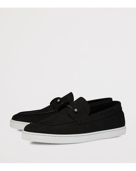 Christian Louboutin Black Chambeliboat Donna Leather Boat Shoes